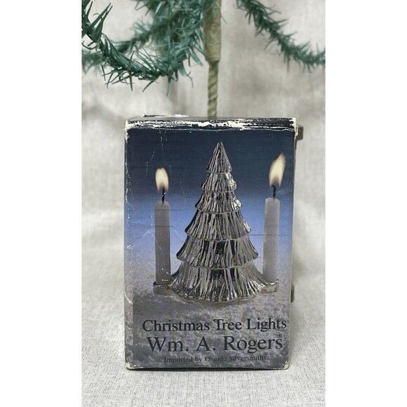 Vintage W.M. Rogers Silver Plate Christmas Tree Lights Candle Holder Italy - Picture 1 of 8